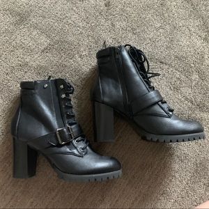 Vera wang lace up booties